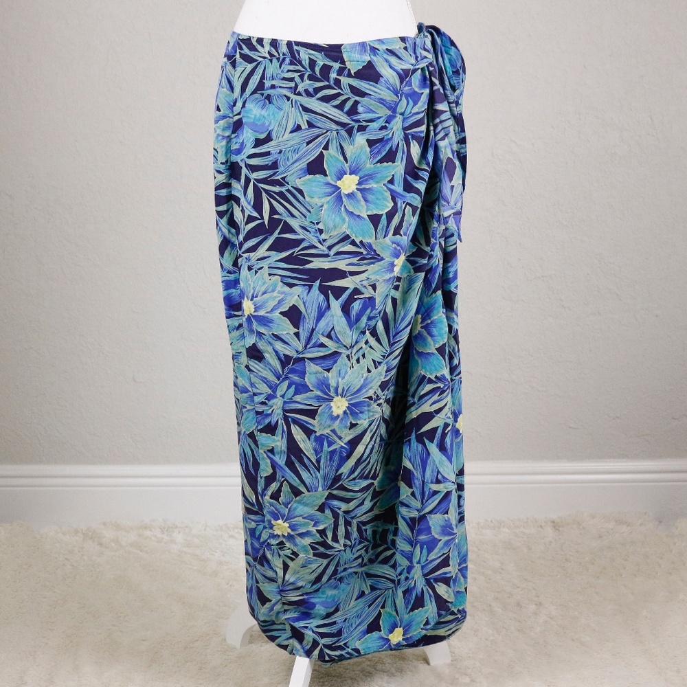 🌟Last Chance🌟 VTG Silk Wrap Maxi Skirt Tropical